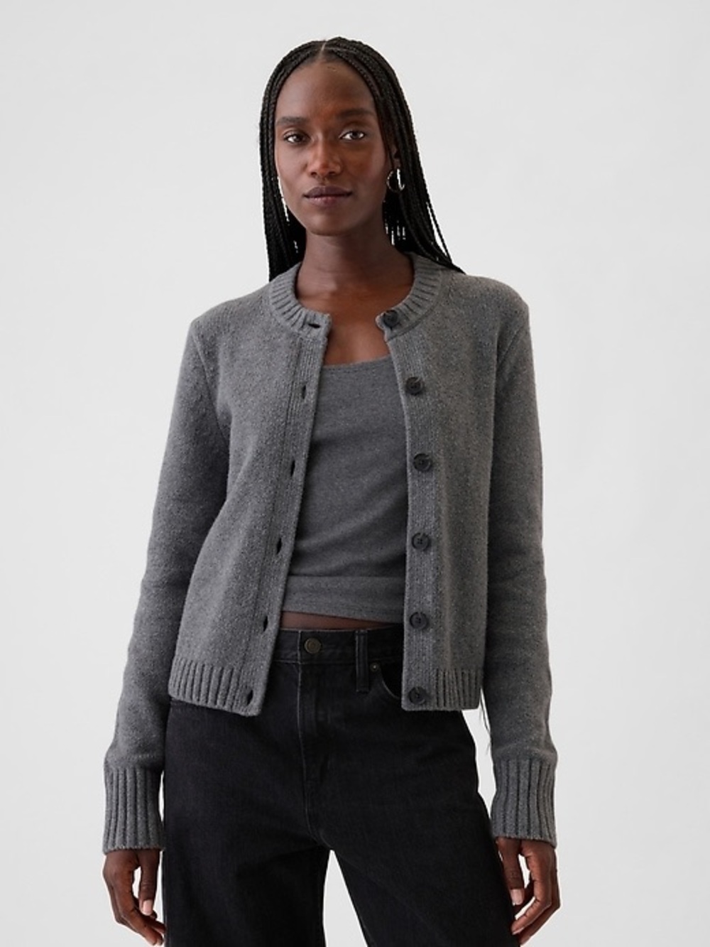 GAP Cashsoft Cardigan - Gray XS Petite